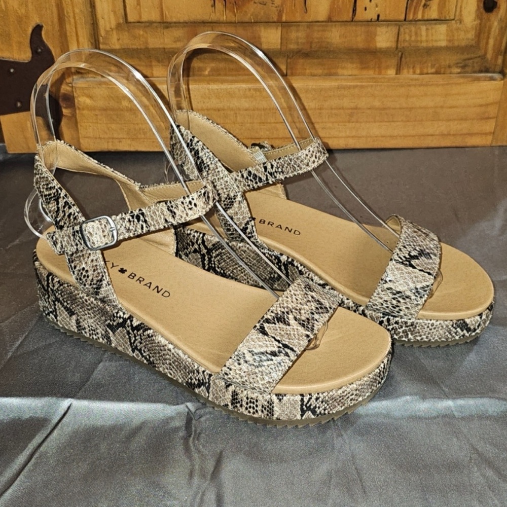 LUCKY BRAND WENDEI GIRLS PLATFORM SNAKESKIN SANDALS